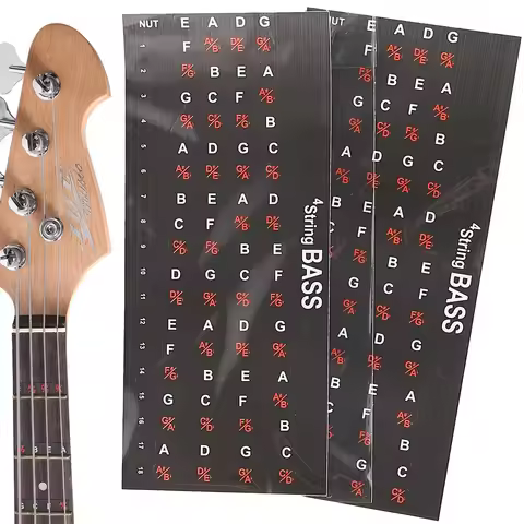 1PC 4/5 chord bass scale sticker with English letters and tone names electric guitar beginner's fing