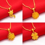 Vietnam Sand Gold Water Drop Ladies Necklace Long Not Fade Fashion Pure Round Stick Pendant Mother's
