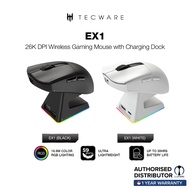 Tecware EX1 26K Wireless Mouse With OLED Display and RGB Charging Dock - Black & White
