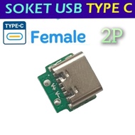 USB Type C Female Socket 2 Pin Adapter Connector