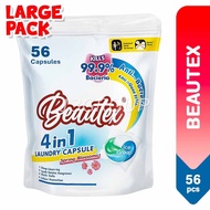 Beautex 4 In 1 Laundry Capsules Pods Spring Blossom Refill Pack / Anti-Bacterial Anti-Dust Mite, 56s