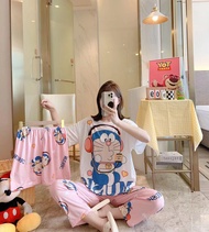 SHOEMAGIC QQS Korean 3 IN 1 Terno Cotton Sleepwear Pajama Set For Women Nightwear