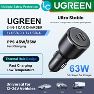 Ugreen Dual Ports 63W USB-C PD + USB-A PD3.0 QC 3.0 Fast Charging Car Charger (UG-EC701-35023)