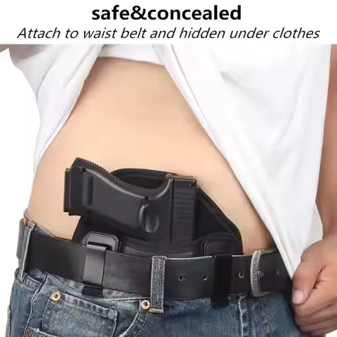 Black IWB Holster for Concealed Carry - Leather Gun Holster for Men, Fits Glock 19/43X/17 & 1911, Se