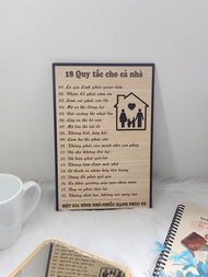 Tranh Bảng Gỗ 18 Quy Tắc Cho Cả Nhà - Trang Trí Nhà Cửa - Siêu Hay Ý Nghĩa - Góc Nhà Gỗ
