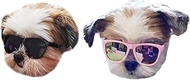 G014 Dog Cat Pet 80s Sunglasses Goggles for Small Breeds up to 15lbs (2-Pack Black+ Pink-Rose Pink M