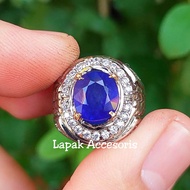 Cincin Batu Natural Blue Sapphire Corundum Asli Safir Srilanka