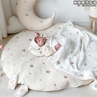 INS韓國加厚嬰幼兒圓形爬行墊遊戲墊可拆洗地墊精美刺繡寶寶