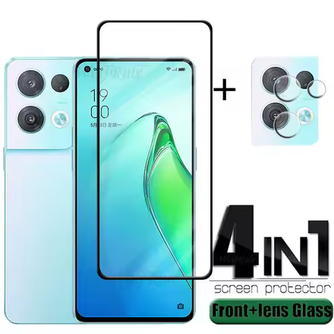 4-in-1 For OPPO Reno 8 Pro Glass For OPPO Reno 8 Pro Tempered Glass 9H HD Full Cover Screen Protecto
