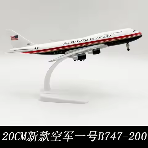 20CM Scale Aircraft New Air Force One Boe-ing B747-200 Airways Metal Adults Fun Miniature Airplane D