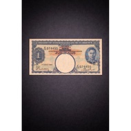 1941 Malaya 1 Dollar Banknote King George VI WWII Nice Number 4455 Rare Collectible