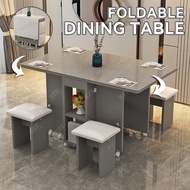 2022 Dining Table Set Marble Foldable Dining Table Movable Small House Multifunctional Combined Table with Chair