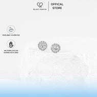 925 Silver Earrings Blue Peach KT Diamond In Circle V3 KT655