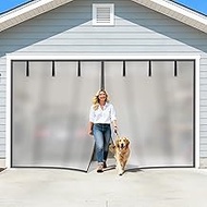 Privacy Garage Door Screen for 1 Car Garage 9x8FT, Blackout Magnetic Screen Door with Retractable Fi
