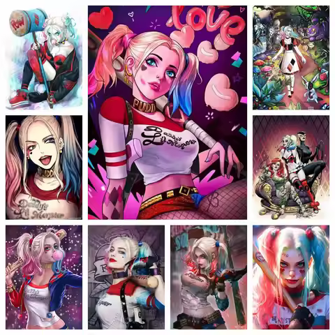 DC Cartoon Diamond Painting Harley Quinn Cross Stitch Full Drill Mosaic Embroidery Wall Decor 5D DIY