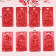 96%High Content Cinnabar Raw Ore Genuine Cinnabar Zodiac Guardian Thin Pendant Buddha Amulet