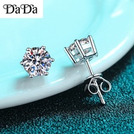 100% Original 925 Sterling Silver Earrings Zircon Four Prong Earrings Korean Diamond Jewelry Women's