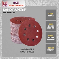 Sand paper 5" 5inch 8holes round 10PCS