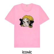 iCONiC ANIME GIRL EMBROIDERY T-SHIRT #200062 เสื้อยืด ปักลาย ตุ๊กตา ตาหวาน แต่งโบว์ กำมะหยี่ ดอกกุหล
