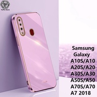 YuPin เคสโทรศัพท์ปิดขอบตรงสำหรับ Samsung Galaxy A20S / A10S / A30S / A50S / A70S / A7 2018 / A10 / A20 / A30 / A50/A70ชุบโครเมี่ยมสุดหรูฝาหลังโทรศัพท์ซองนุ่มกันกระแทกมีสีสันและเงางาม