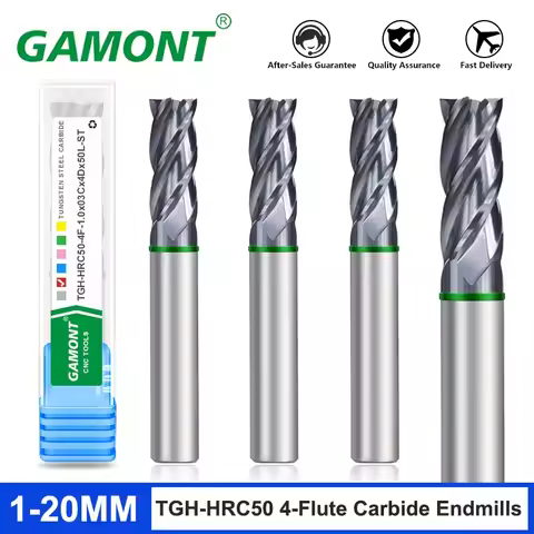 GAMONT TGH-HRC50 4F Color Circle Milling Cutter Tungsten Steel Carbide Nano Coating Flat End Mill CN