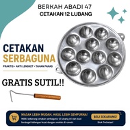 Maklor Surabi Egg Martabak Mold with 12 Holes and Bonus Hook Spatula/
