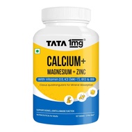 Tata 1mg Tablet Kalsium Magnesium Zink |   Dengan Vitamin D3 600 IU, K2-7, B12 & Asid Folik |   Ekst