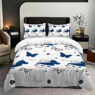 Cross-border European And American Bedding Products Blue Butterfly Quilt Cover Pillow Cover For Girl