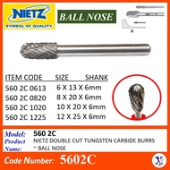 NIETZ 5601C / 5602C TAIWAN NIETZ DOUBLE CUT TUNGSTEN BURRS | TUNGSTEN CARBIDE BURRS | BALL NOSE | 56