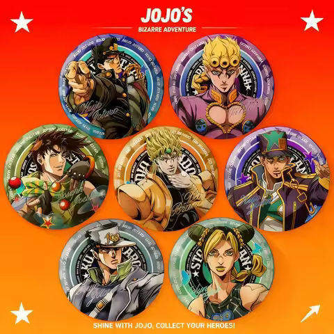 JOJO Bizarre Adventure Anime Badge Jotaro Kujo Jolyne Cujoh 75mm Double Flash Large Pin Enamel Colle