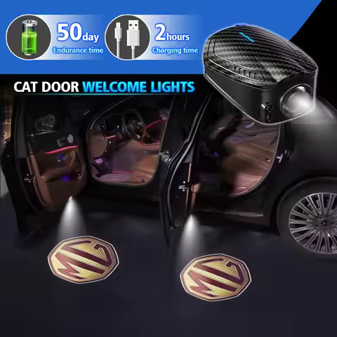 2pcs USB Rechargeable Car Door HD LED Lamps Projector Courtesy Welcome Lights For MG ZS HS GT EZS MG