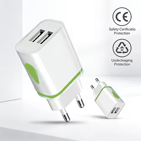 5V 2A USB Charger Dual Ports Travel Wall Adapter EU US Plug For iPhone 14 15 16 Pro Max Samsung Xiao