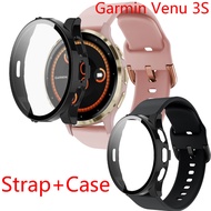 Garmin Venu 3S Smart Watch PC+Tempered Glass Protective Case Full Screen Protector Shell Cover For Garmin Venu3S Silicone Strap Wristband Bracelet  Accessories Band Bracelet