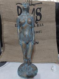 歐洲回流古董 美女 裸女 雕像 雕塑 玻璃纖纖 仿銅   約50x16x16公分