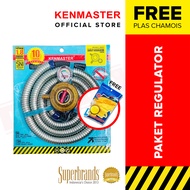 KENMASTER Paket Regulator Otomatis + Meter PAKE022 + Selang 18 Meter Gas Protec