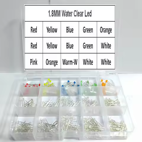 20pcs x 15 Colors = 300pcs 1.8mm Transparent Red/Yellow/Blue/Green/White Ultra Bright water clear R/