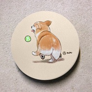 柯基屁屁-原創插畫-MIT鶯歌-UV直噴-陶瓷吸水杯墊文創柴犬