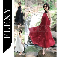 Three-storey floral maxi dress - silk chiffon material, summer overalls - FLEXY design