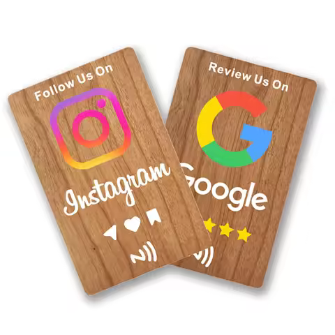 Google Review Instagram WhatsApp Facebook NFC Wood Cards Wooden Eco-Friendly Digital Contactkess Car