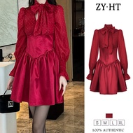 ZYHT EraVogue Womens Dresses Red Dresses Long Sleeve Dresses A-line Dresses Vintage Dresses Formal O