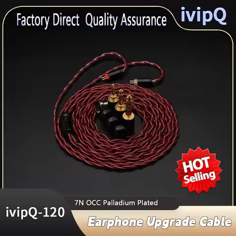 ivipQ 26AWG 7N OCC Palladium Plated L-type Modular Plugs 3-in-1 Earphone Upgrade Cable With MMCX/2PI
