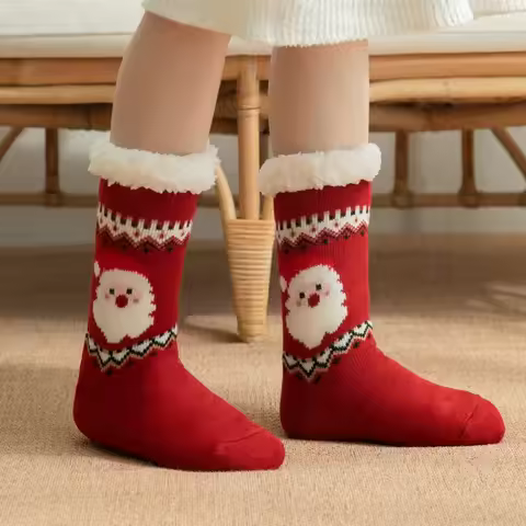 Thermal fluffy Sock Women Winter Warm Funny Christmas Gift Cute Kawaii Non Slip Cartoon Sleeping Com