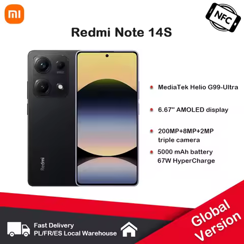 Global Version Xiaomi Redmi Note 14S NFC MTK Helio G99 200MP Camera 120 Hz 6.67 AMOLED 67W Reloading