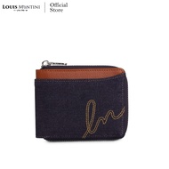 Louis Montini (Jeans) กระเป๋าสตางค์ผ้ายีนส์ ซิปรอบ ใบสั้น ปะหนังแท้ด้านหน้า Denim Zip-Around TML03