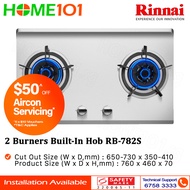 Rinnai Built-In Hob Stainless Steel 2 Burners Gas Hob RB-782S - LPG / PUB - FREE INSTALLATION