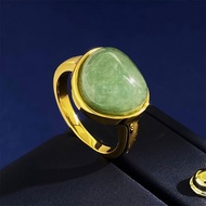 Poman Candy Poman Vintage Natural Emerald Jade Agate Tiger Eye Ring Geometric Triangle Ring NO.2403271559