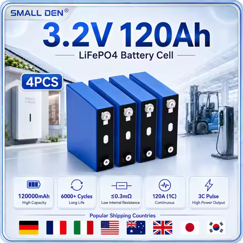 4PCS 3.2V 120Ah LiFePO4 Battery Cell SMALL DEN LiFePO4 Battery 120A 3C Pulse for Solar Energy Storag
