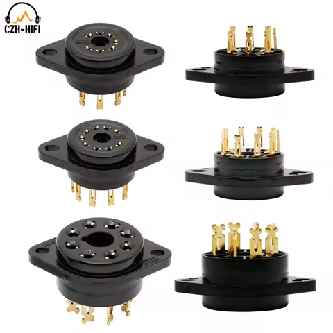 EIZZ 24K Gold Plated Bakelite Tube Socket 7pin 8pin 9pin For EAA91 EC92 6X4 EZ90 6Z4 EF95 KT88 EL34 