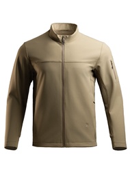 แจ็คเก็ตแบบมีฮู้ดคอตั้ง Dragon Tooth Tactical Soft Shell Black Mens Administrative Pilot Jacket Oute