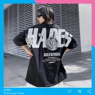 HADES unisex loose-form long-sleeved t-shirt, loose-form men's and women's t-shirt cotton t shirt lo